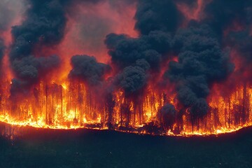 burning forest, disaster, air pollution, environmental problem