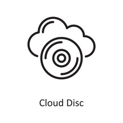 Cloud Disc Outline Icon Design illustration. Web Hosting And Cloud Services Symbol on White background EPS 10 File