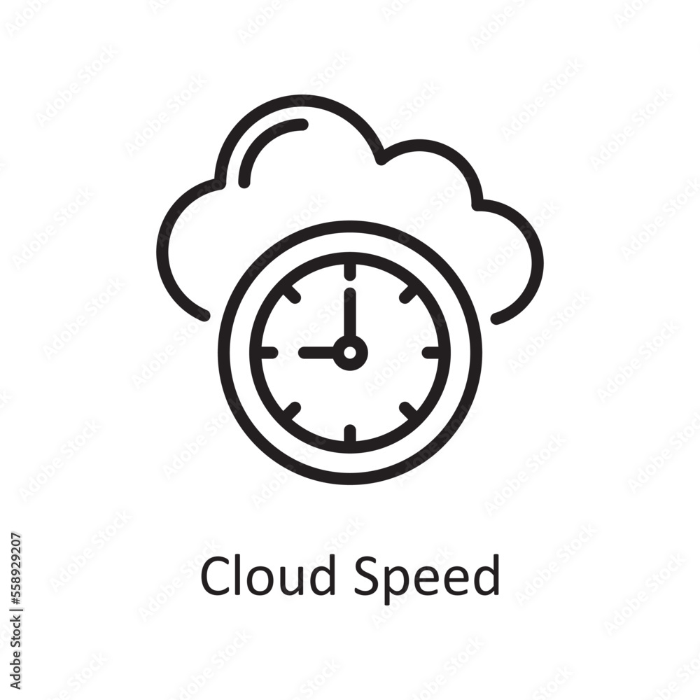 Poster cloud speed outline icon design illustration. web hosting and cloud services symbol on white backgro