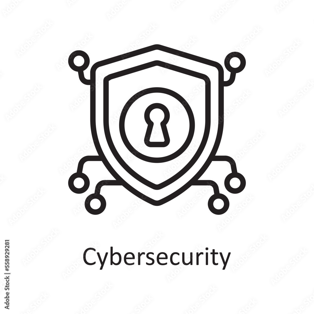 Poster cybersecurity outline icon design illustration. web hosting and cloud services symbol on white backg