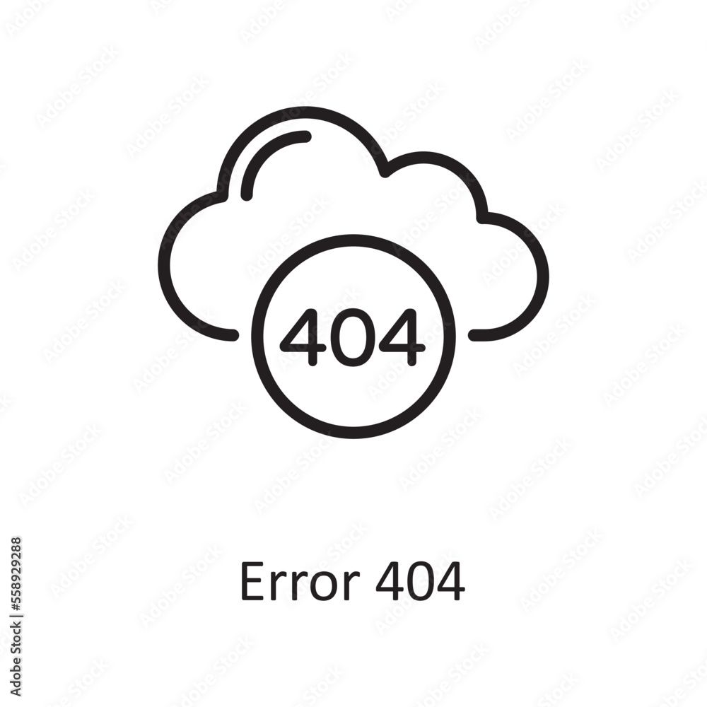 Aufkleber error 404 outline icon design illustration. web hosting and cloud services symbol on white backgroun