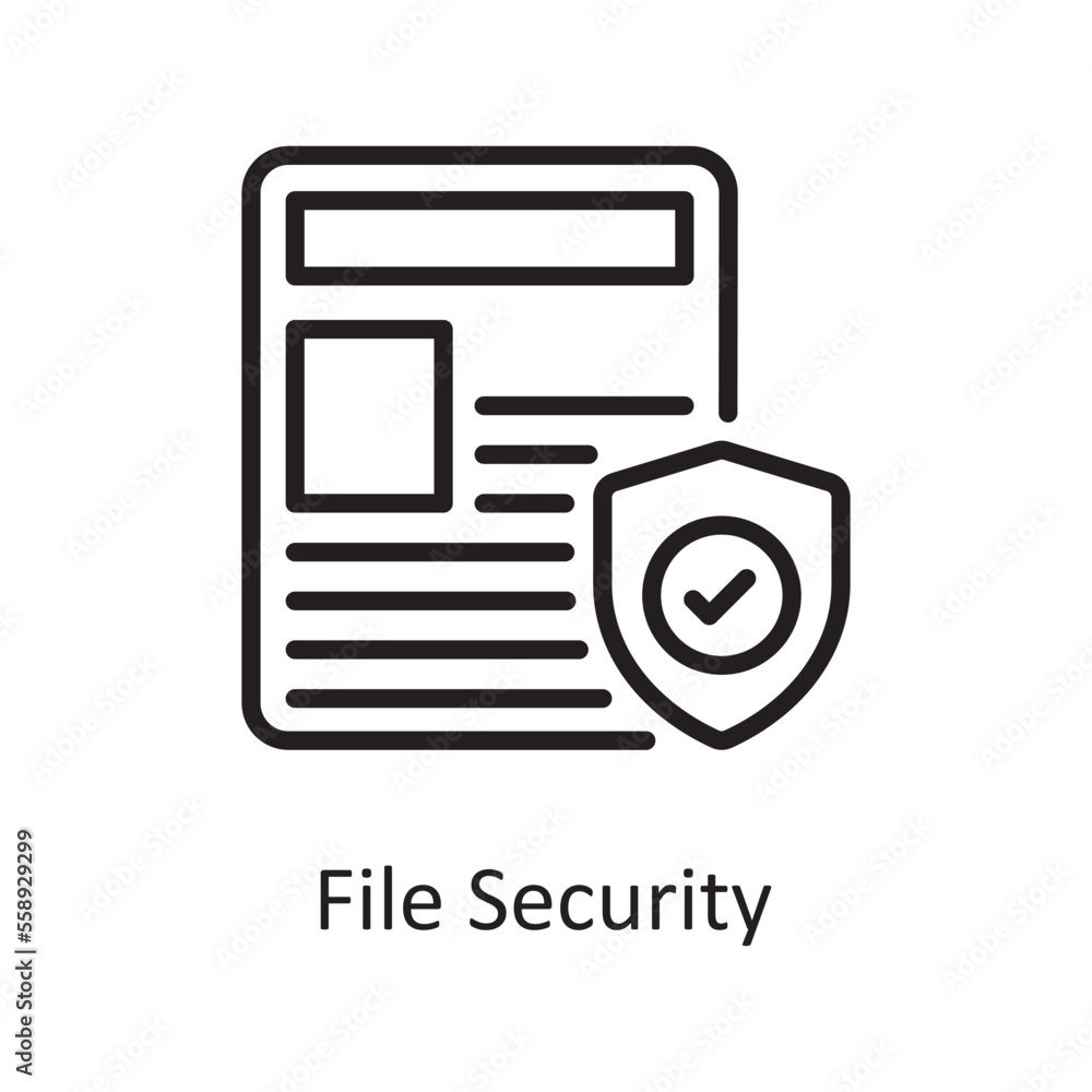 Poster file security outline icon design illustration. web hosting and cloud services symbol on white backg