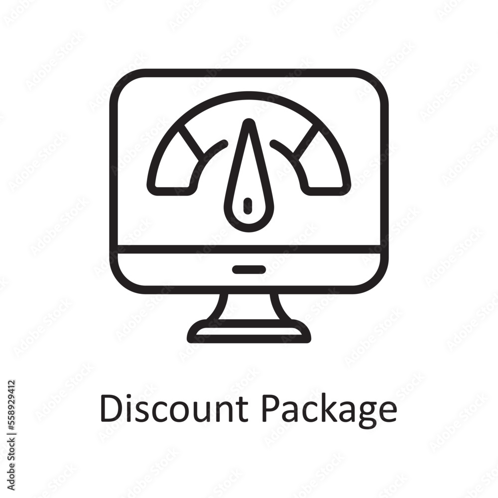 Poster Discount Package Outline Icon Design illustration. Web Hosting And Cloud Services Symbol on White background EPS 10 File