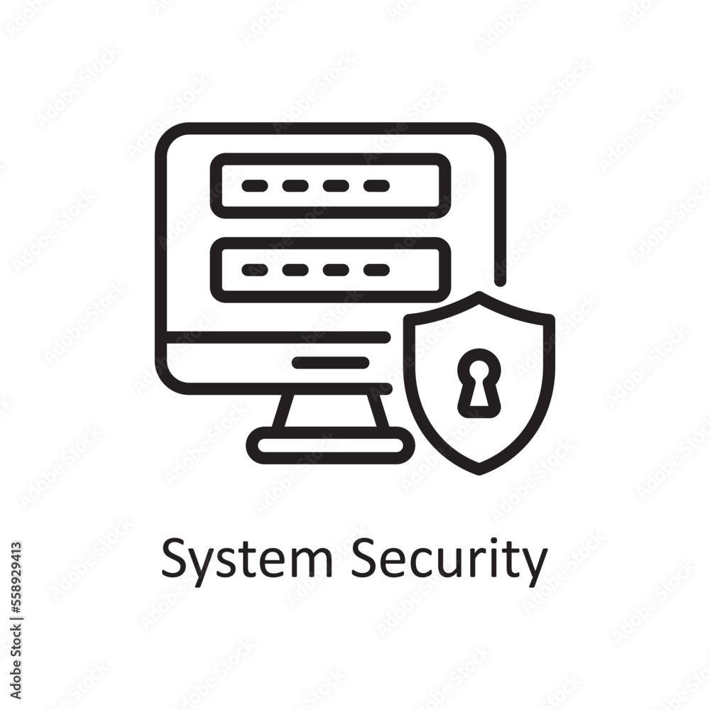 Poster system security outline icon design illustration. web hosting and cloud services symbol on white bac