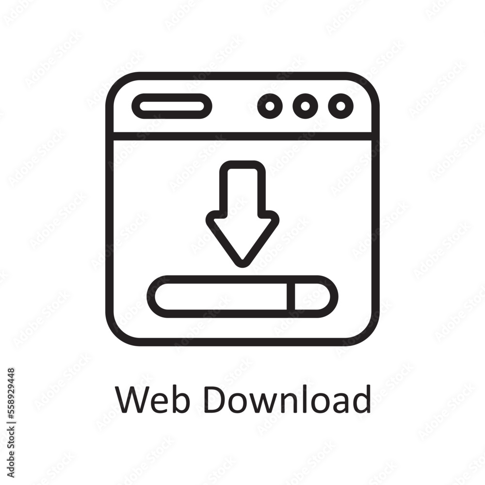 Poster web download outline icon design illustration. web hosting and cloud services symbol on white backgr