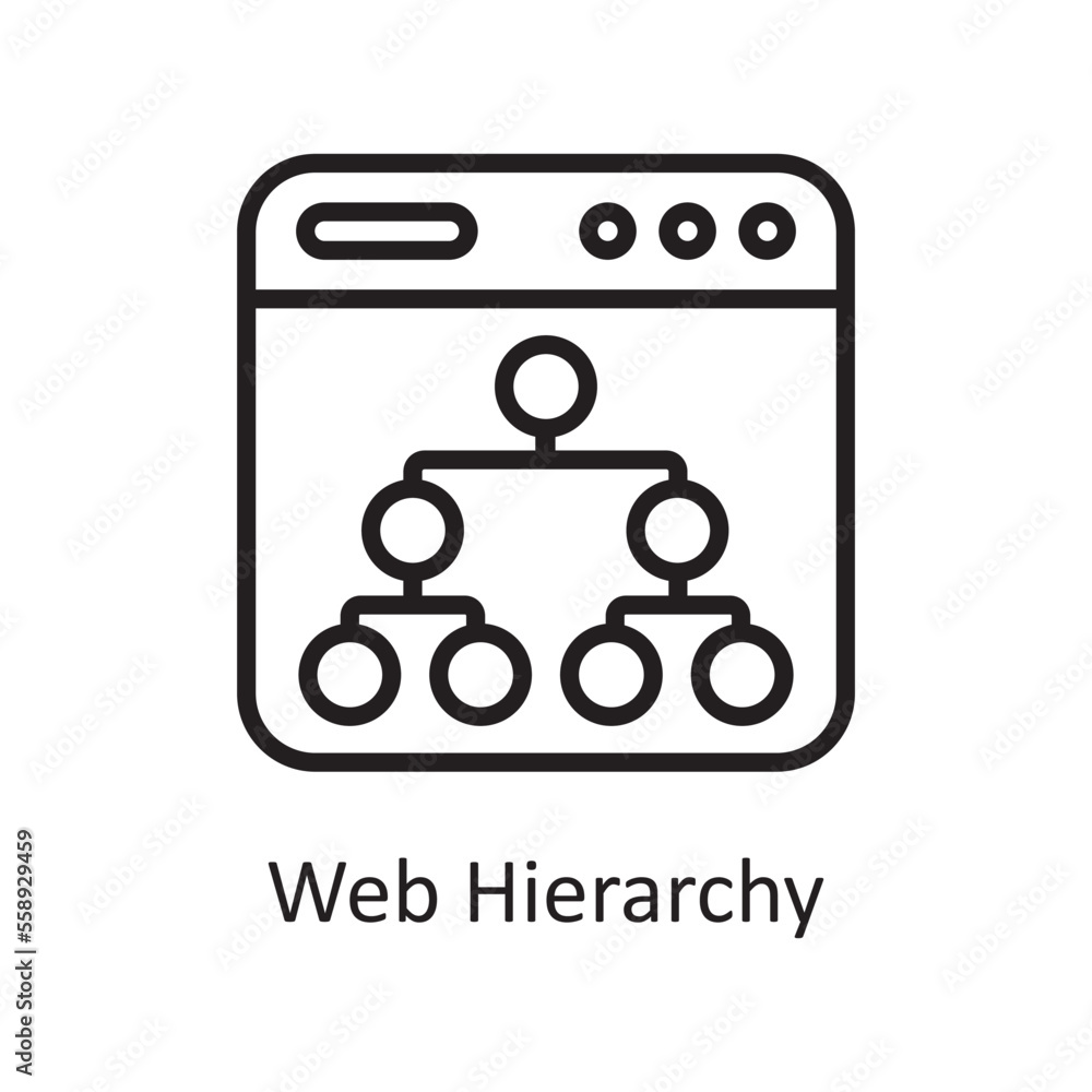 Poster web hierarchy outline icon design illustration. web hosting and cloud services symbol on white backg
