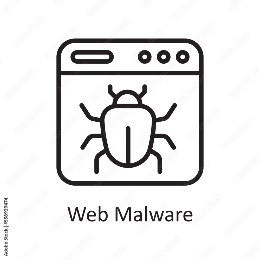 Poster Web Malware Outline Icon Design illustration. Web Hosting And Cloud Services Symbol on White background EPS 10 File