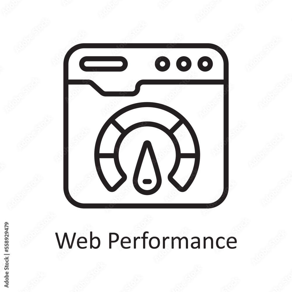 Poster web performance outline icon design illustration. web hosting and cloud services symbol on white bac