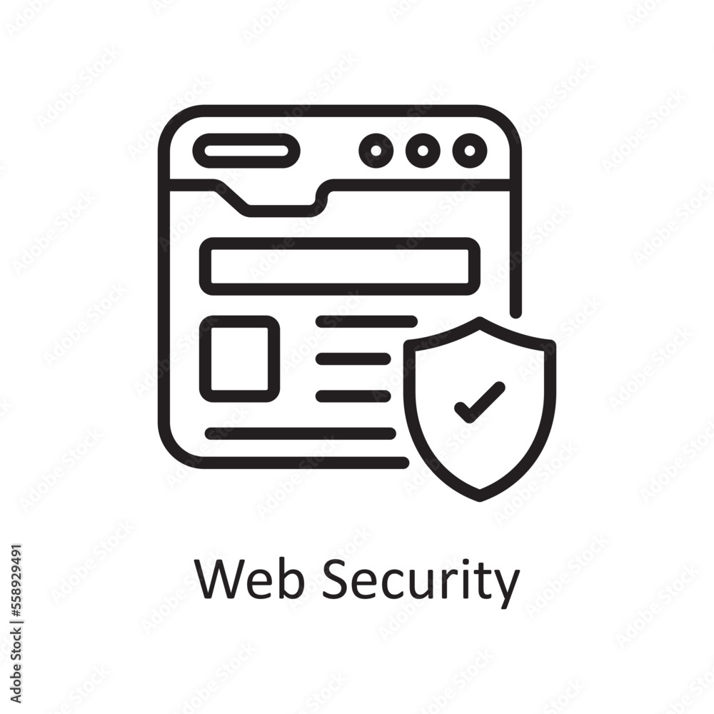 Poster web security outline icon design illustration. web hosting and cloud services symbol on white backgr