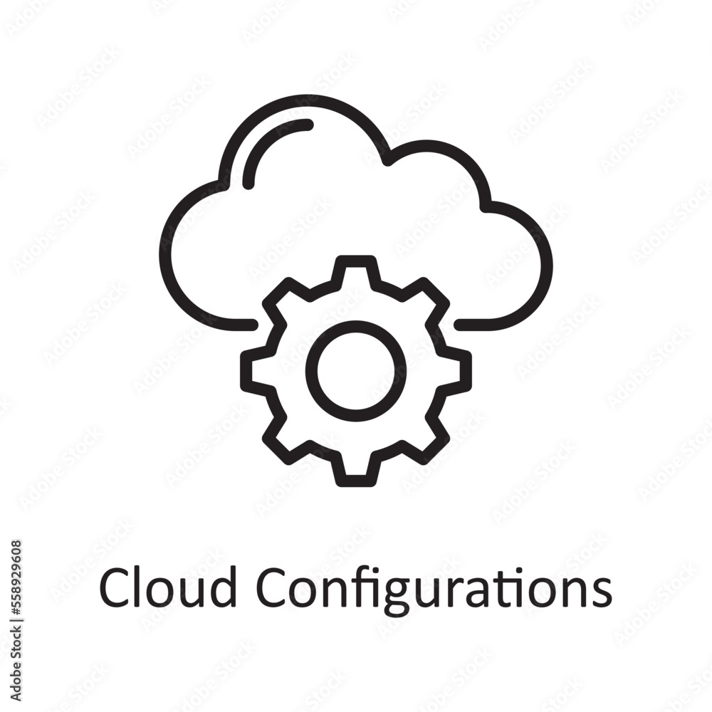 Poster cloud configurations outline icon design illustration. web hosting and cloud services symbol on whit