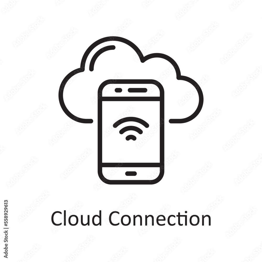 Poster Cloud Connection  Outline Icon Design illustration. Web Hosting And Cloud Services Symbol on White background EPS 10 File