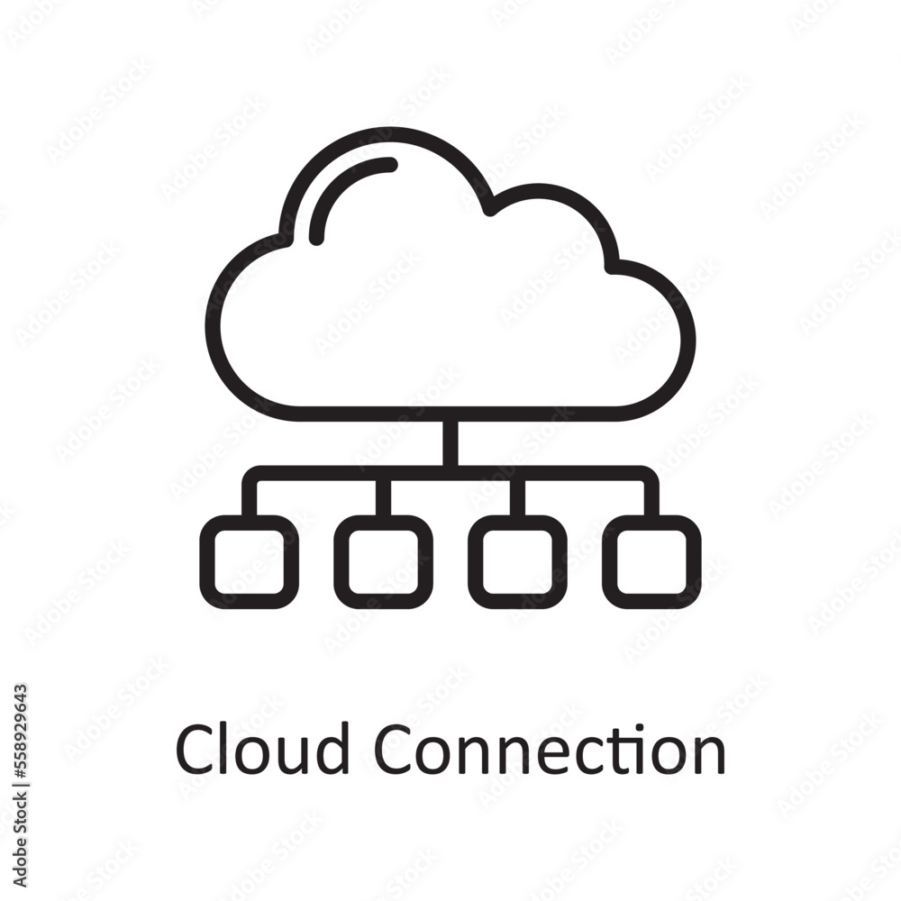 Poster cloud connection outline icon design illustration. web hosting and cloud services symbol on white ba