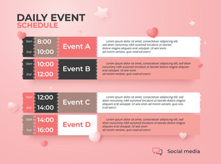 Upcoming daily event schedule flyer poster template.