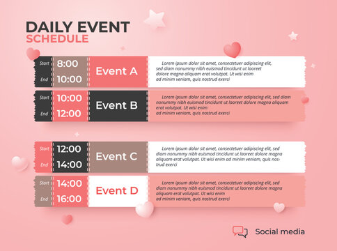 Upcoming daily event schedule flyer poster template.