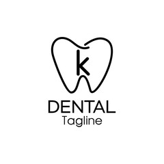 line art letter k dental logo design
