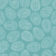 Easter eggs pattern. Color egg background. Easter symbol. Fabric Easter texture. Egg hunt vector illustration. Happy Easter day backdrop. Painted eggs print.