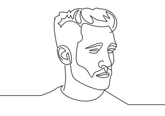 line drawing of man portrait. Hairstyle. Fashionable men's style.