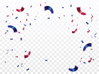 Red And Blue Confetti Isolated On Background. Celebration Event And Birthday. American, Chile, France, United kingdom flags color concept. Vector - obrazy, fototapety, plakaty