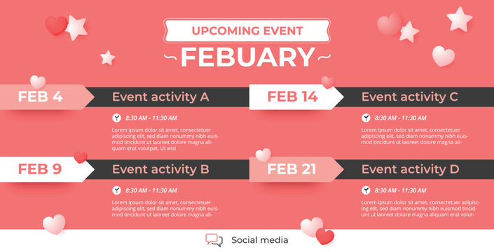 Upcoming monthly event schedule flyer poster template.