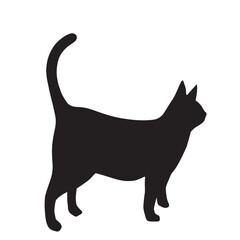 4本足で立つ横向きの猫のシルエットイラスト