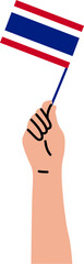 Diverse Race Of Hand Holding Flag Of Thailand