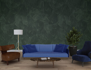 Room with furniture, 3d render