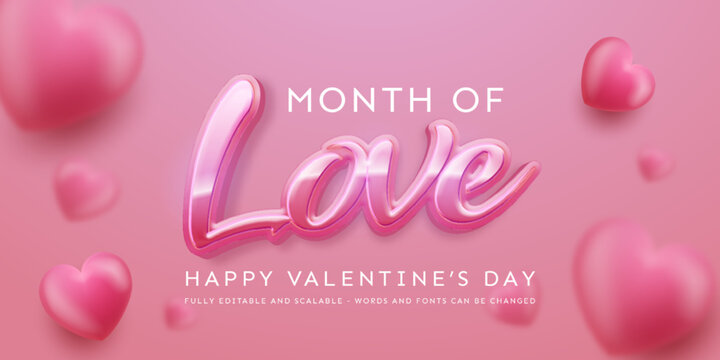 Month of love editable text effect suitable for valentine's day background