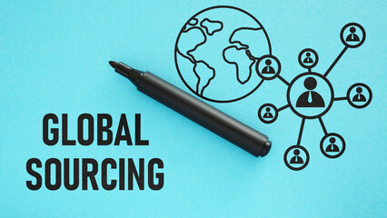 Global sourcing is shown using the text