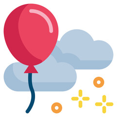balloon flying cloud party happy icon flat style