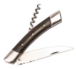 couteau deux pi&egrave;ces deux mitres manche noir sur fond transparent 2