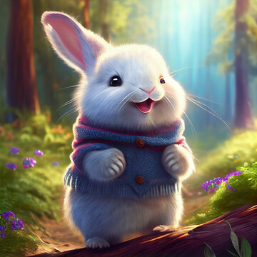AI generated of cute baby bunny