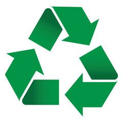 Recycle sign, recover symbol, green color vector object with arrow. Environmental vector drawing element isolated on white background.
