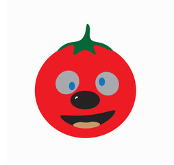 Smiling cartoon tomato. Tomato vector illustration isolated on white background