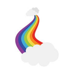 Rainbow with cloud in flat style isolated