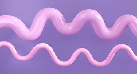 Helix line graphic design in purple tones for background work. 3D Rendering