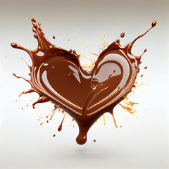 Fototapeta na wymiar Chocolate Splash In Heart Shape. Love of Valentine's day celebration, AI generated design