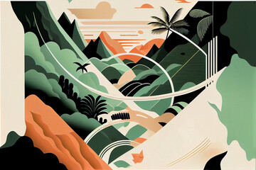 Vector Illustration of Traveling to Hawaii. Generative ai