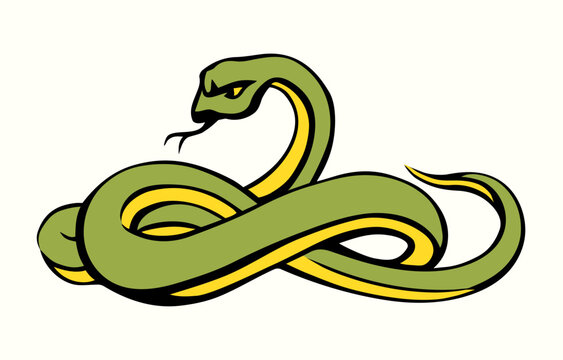 Scary big snake. Vector drawing