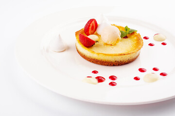 tart with fresh strawberries and vanilla cream