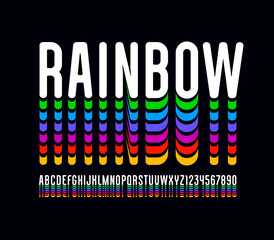 Condensed font, rounded narrow alphabet, modern letters and numbers