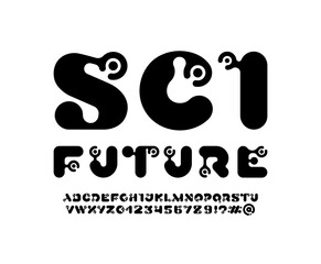 Modern font, trendy futuristic science alphabet, vector illustration 10EPS