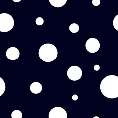 Black and white seamless polka dot pattern vector. Random spots hand-drawn. - obrazy, fototapety, plakaty
