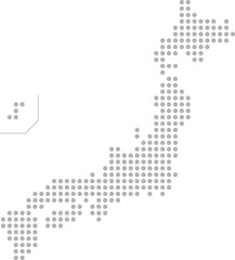 灰色のドット柄の日本地図