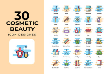 Cosmetic Beauty icons set vector design