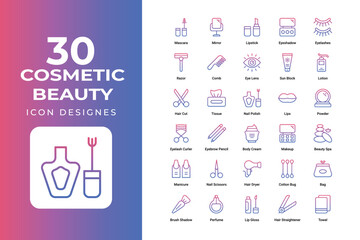 Cosmetic Beauty icons set vector design