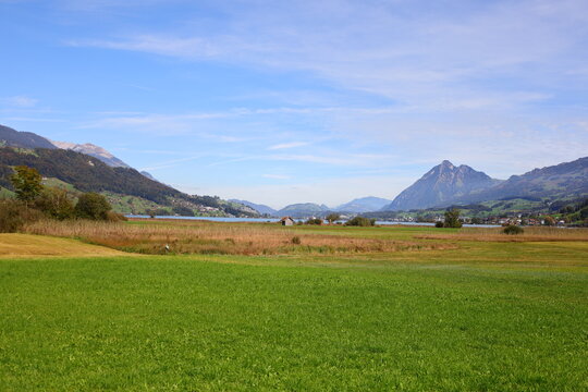 Viewon the Lake Sarnen which is a lake in the Swiss canton of Obwalden