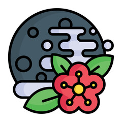 Moon with flower beautifully designed vector