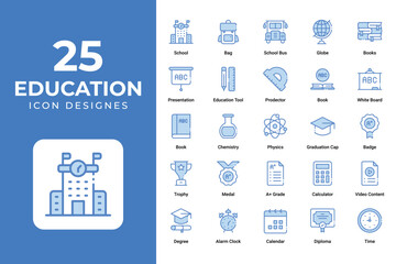 Education icons set vector design