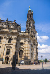 Fototapeta premium Dresden, Germany - June 28, 2022: Cathedral Sanctissimae Trinitatis or just Dresden Hofkirche. Always the most important Catholic church of the city and stands as one of Dresden's foremost landmarks.