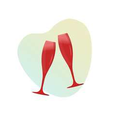 two glasses with champagne.vector illustration before valentine's day